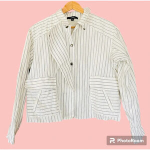 Suno Striped Jacket Blazer Lightweight White Blue Size 4